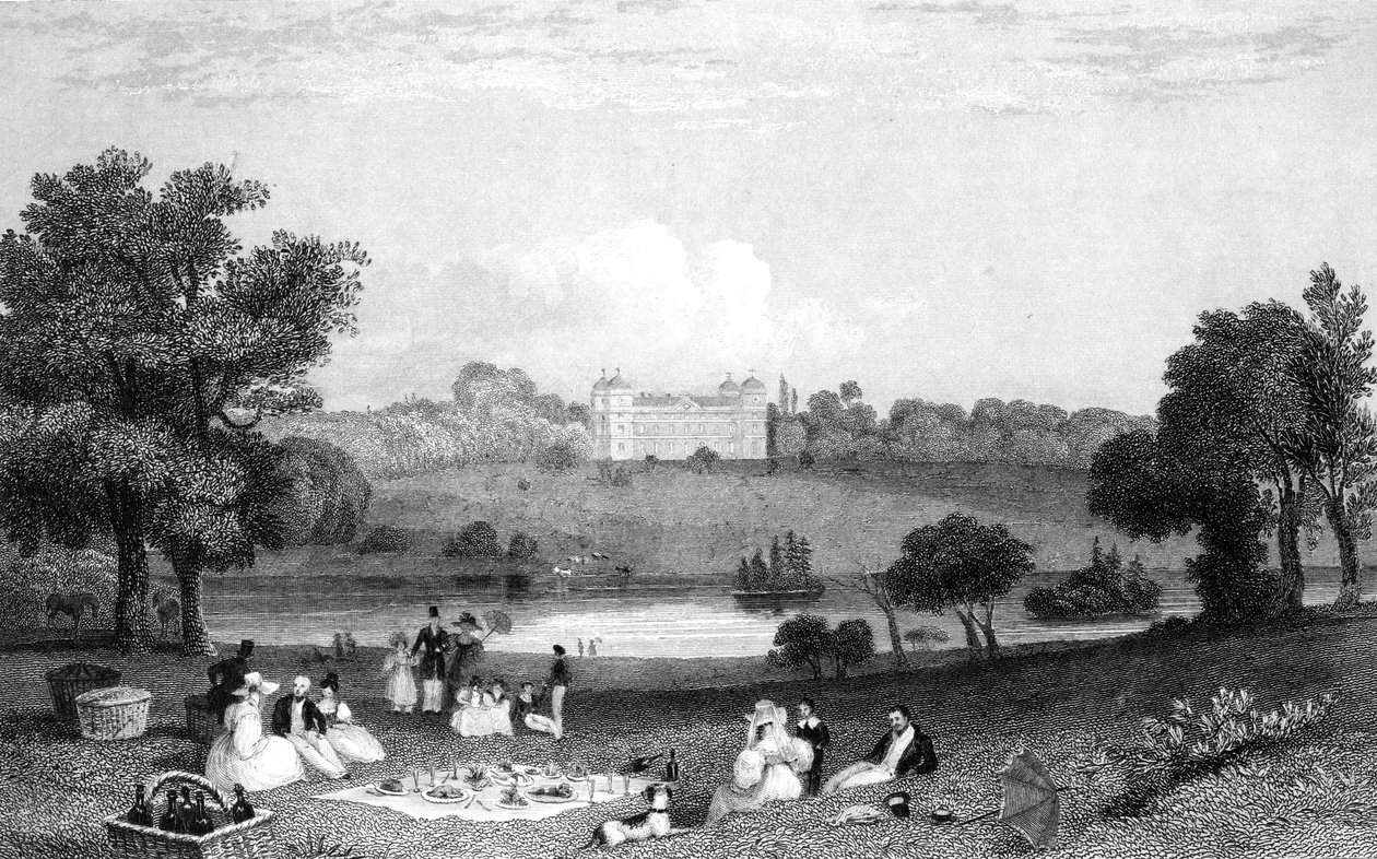 Hallingbury Place, Essex, vyrytý Henry Wallis, 1832 od William Henry Bartlett