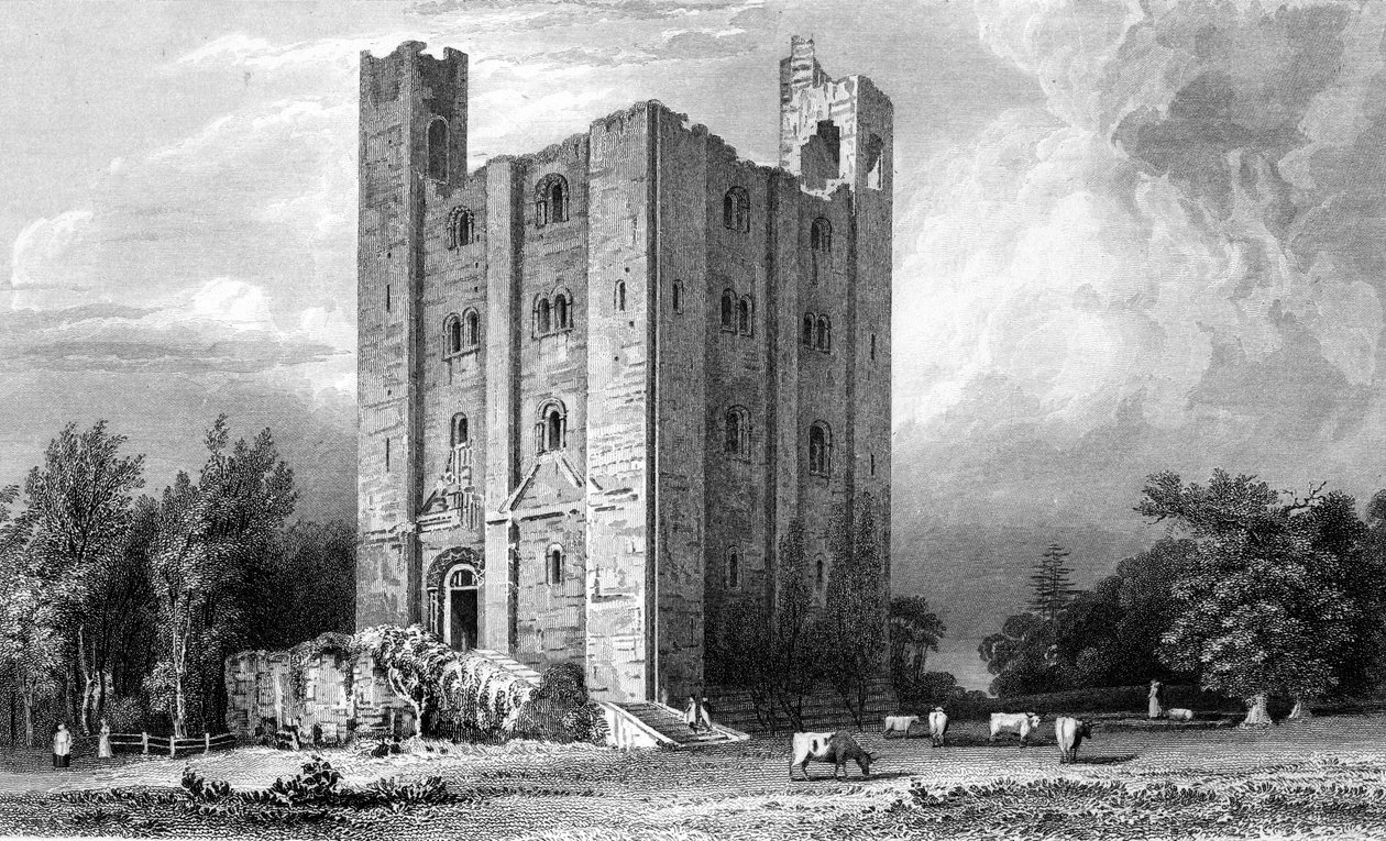 Hrad Hedingham, Essex, vyrytý John Carr Armytage, 1832 od William Henry Bartlett