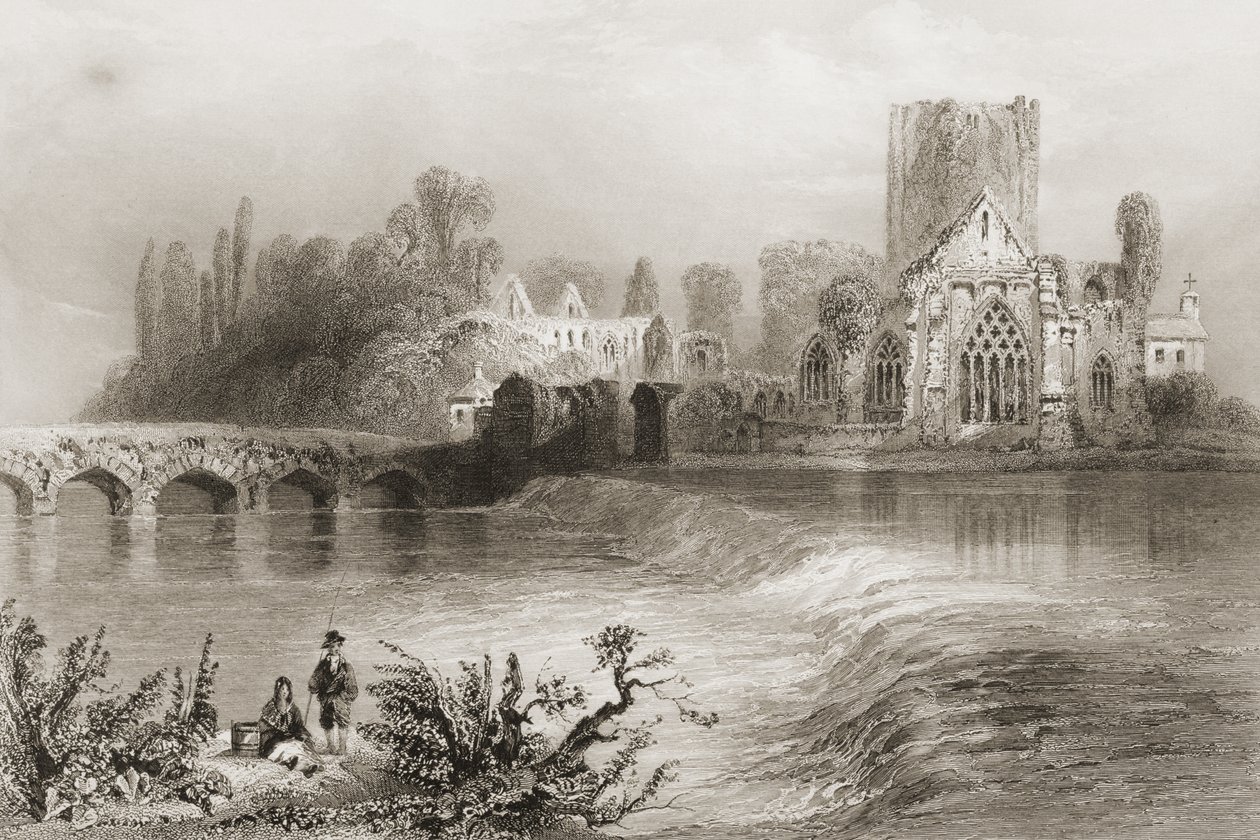 Holycross Abbey, County Tipperary, Irsko, z „Scenery and Antiquities of Ireland“ od George Virtue, 1860 od William Henry Bartlett