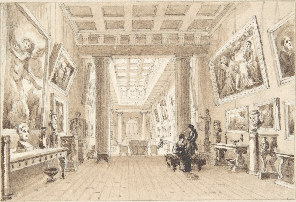 Interiér obrazárny Thomase Hopea, Duchess Street, Londýn od William Henry Bartlett