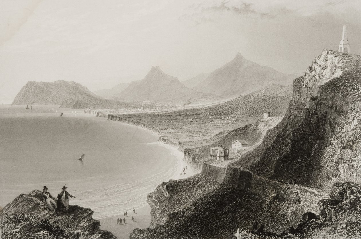 Killiney Bay, County Dublin, Irsko, z „Scenery and Antiquities of Ireland“ od George Virtue, 1860 od William Henry Bartlett