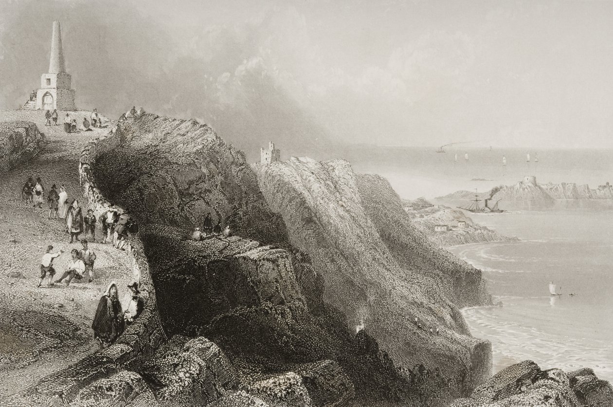 Killiney Hill, County Dublin, Irsko, z „Scenery and Antiquities of Ireland“ od George Virtue, 1860 od William Henry Bartlett