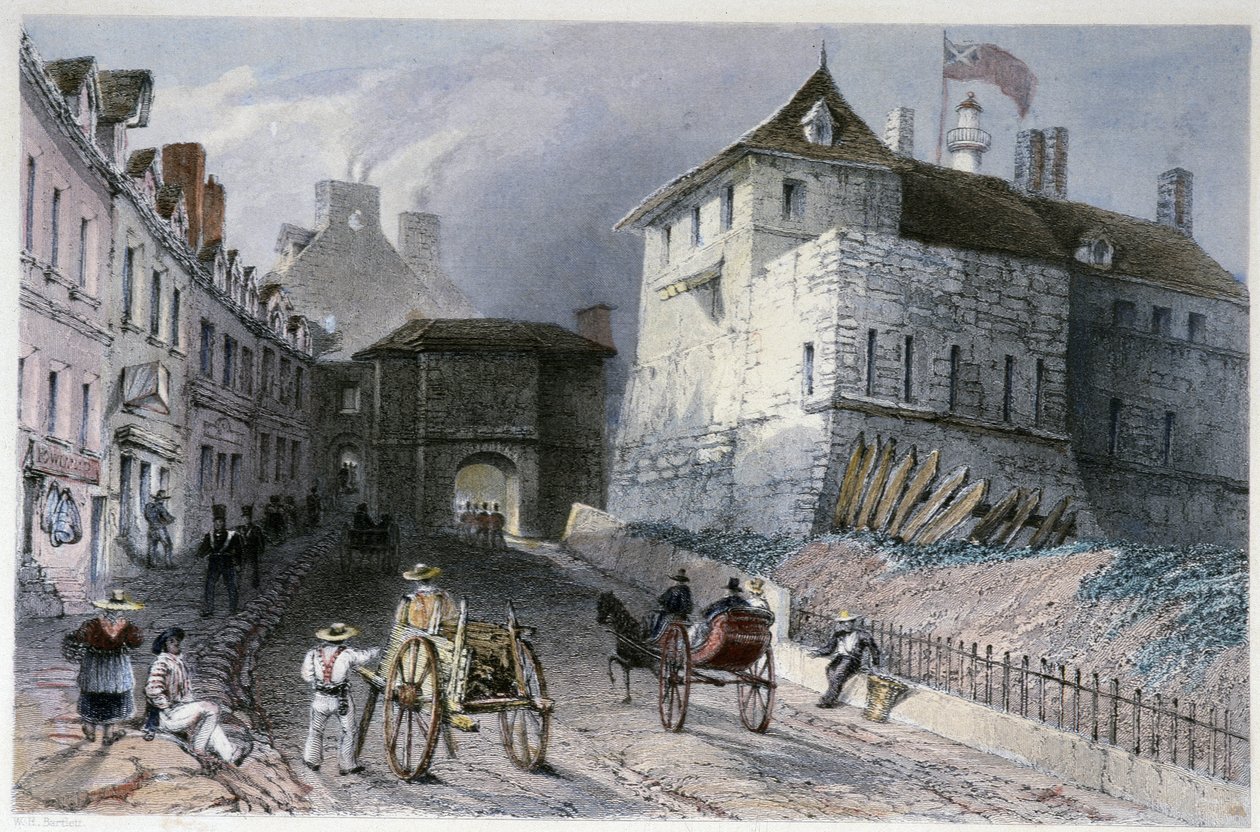 La porte “”Priscott Gate”” v Quebec City, Kanada - v “”Kanadské scenérii ilustrované” Williamem Henrym Bartlettem, ed. George Virtue od William Henry Bartlett