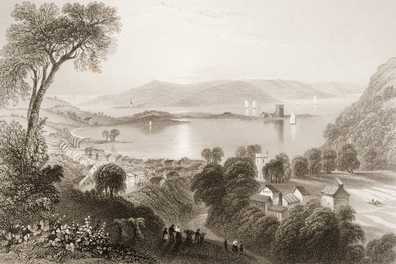 Larne, hrabství Antrim, Severní Irsko, z „Scenery and Antiquities of Ireland“ od George Virtue, 1860 od William Henry Bartlett