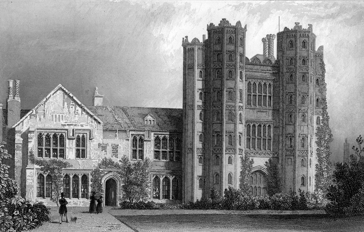 Layer Marney Tower, Essex, vyryl Henry Wallis, 1832 od William Henry Bartlett
