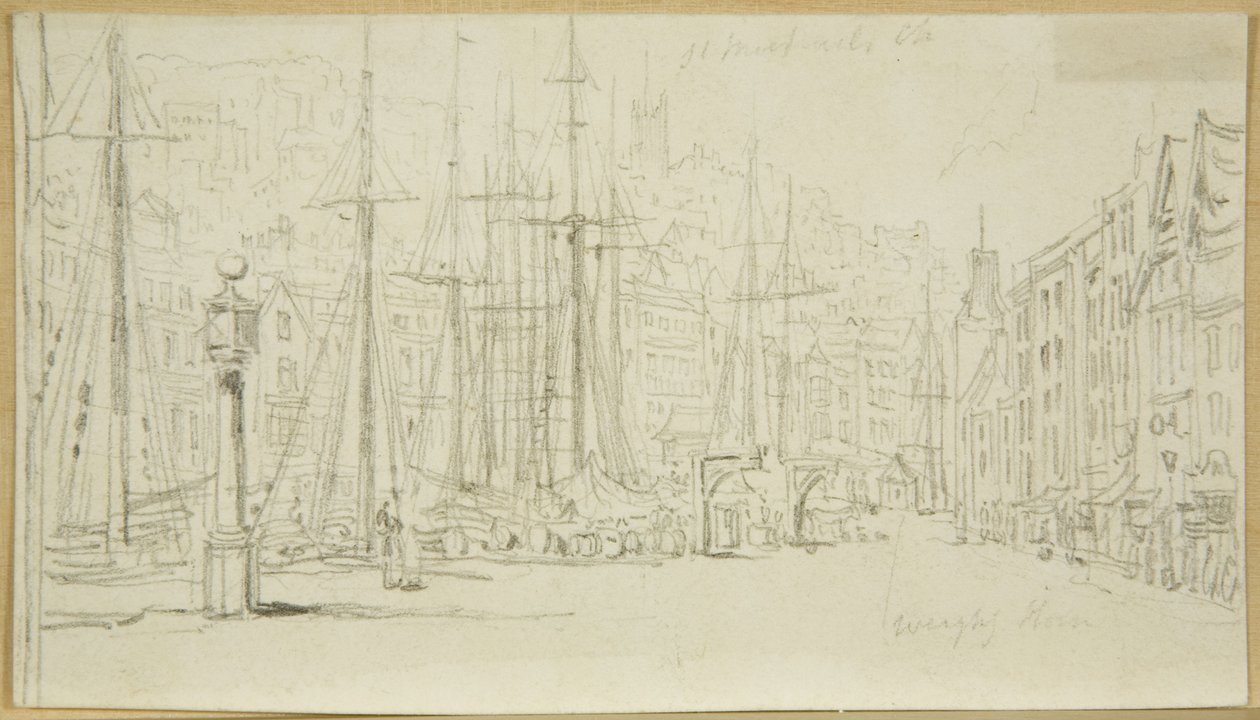 Pohled na Broad Quay z Dial (tužka na papíře) od William Henry Bartlett