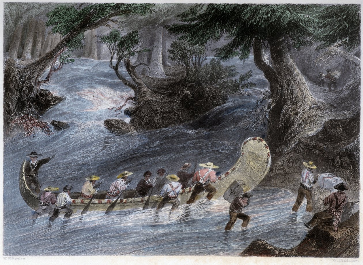 Pánské kanoistické jízdy – v „kanadské scenérii ilustrované“ Bartlettem W. H. od William Henry Bartlett