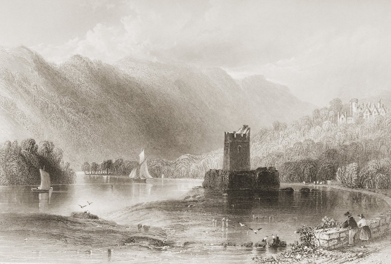 Narrow Water Castle, County Down, Severní Irsko, z „Scenery and Antiquities of Ireland“ od George Virtue, 1860 od William Henry Bartlett