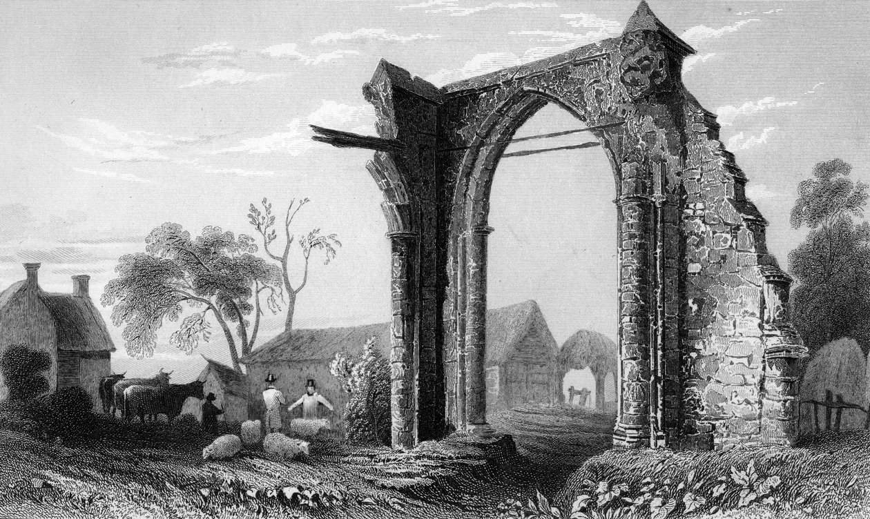 Pozůstatky Bycknacre Priory, Essex, vyryté Williamem Tomblesonem, 1832 od William Henry Bartlett