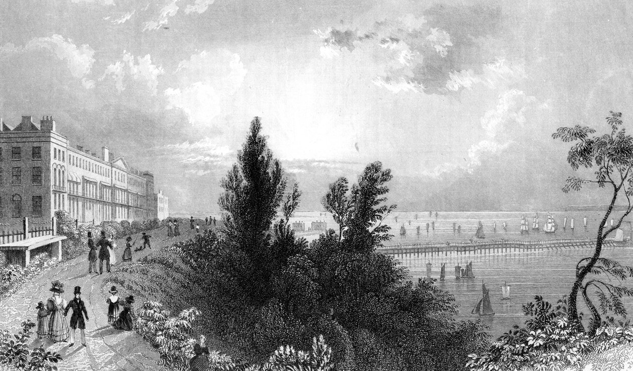 Southend Terrace, Essex, vyrytý Henry Wallis, 1832 od William Henry Bartlett