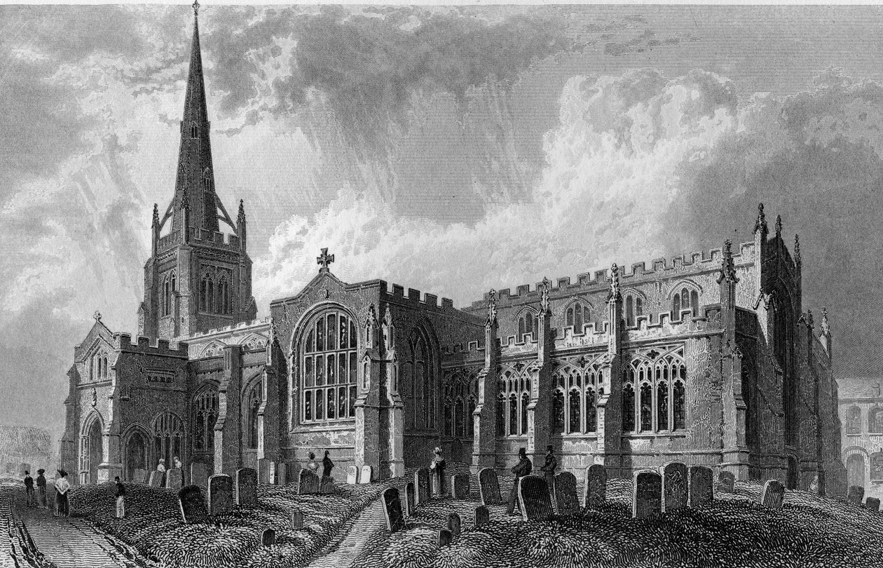 Thaxted Church, Essex, vyrytý Robert Sands, 1831 od William Henry Bartlett