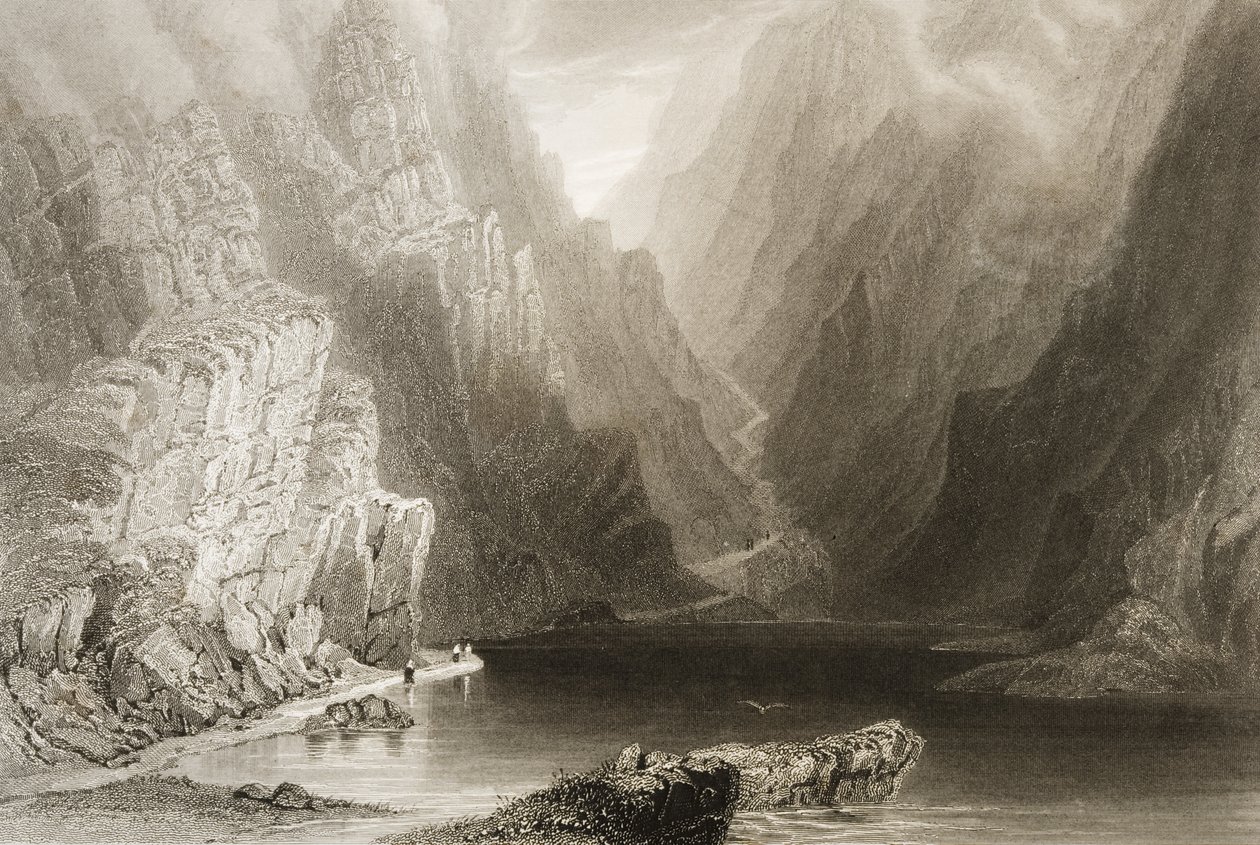 The Gap of Dunloe, County Killarney, Irsko, z „Scenery and Antiquities of Ireland“ od George Virtue, 1860 od William Henry Bartlett