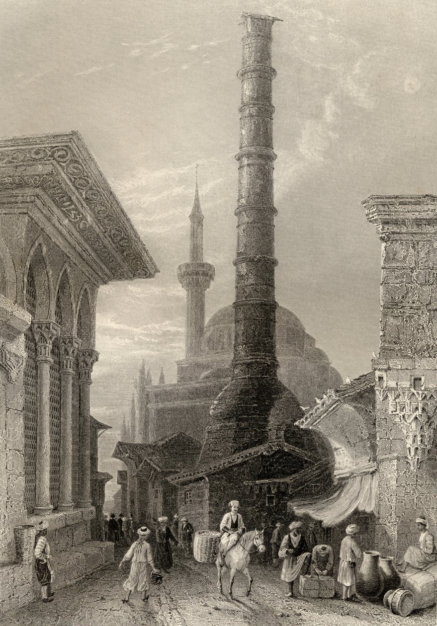 Tchernberle Tash, Konstantinopol, Istanbul, Turecko, vyryl J. Carter od William Henry Bartlett