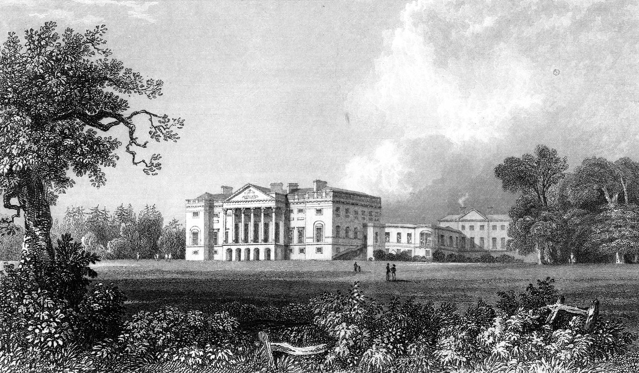 Thorndon Hall, Essex, vyrytý Henry Adland, 1831 od William Henry Bartlett