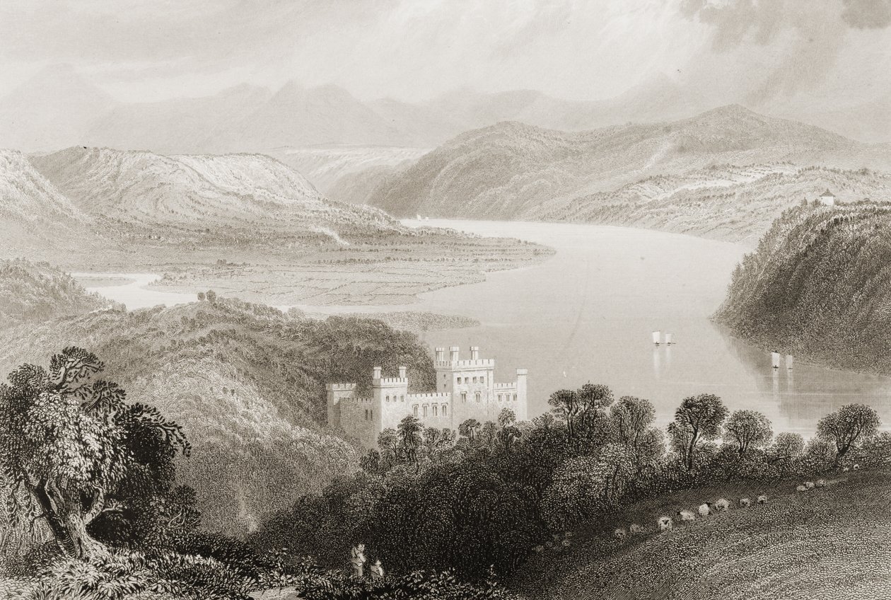 Údolí Blackwater mezi Youghal (County Cork) a Lismore (County Waterford), Irsko, z „Scenery and Antiquities of Ireland“ od George Virtue, 1860 od William Henry Bartlett