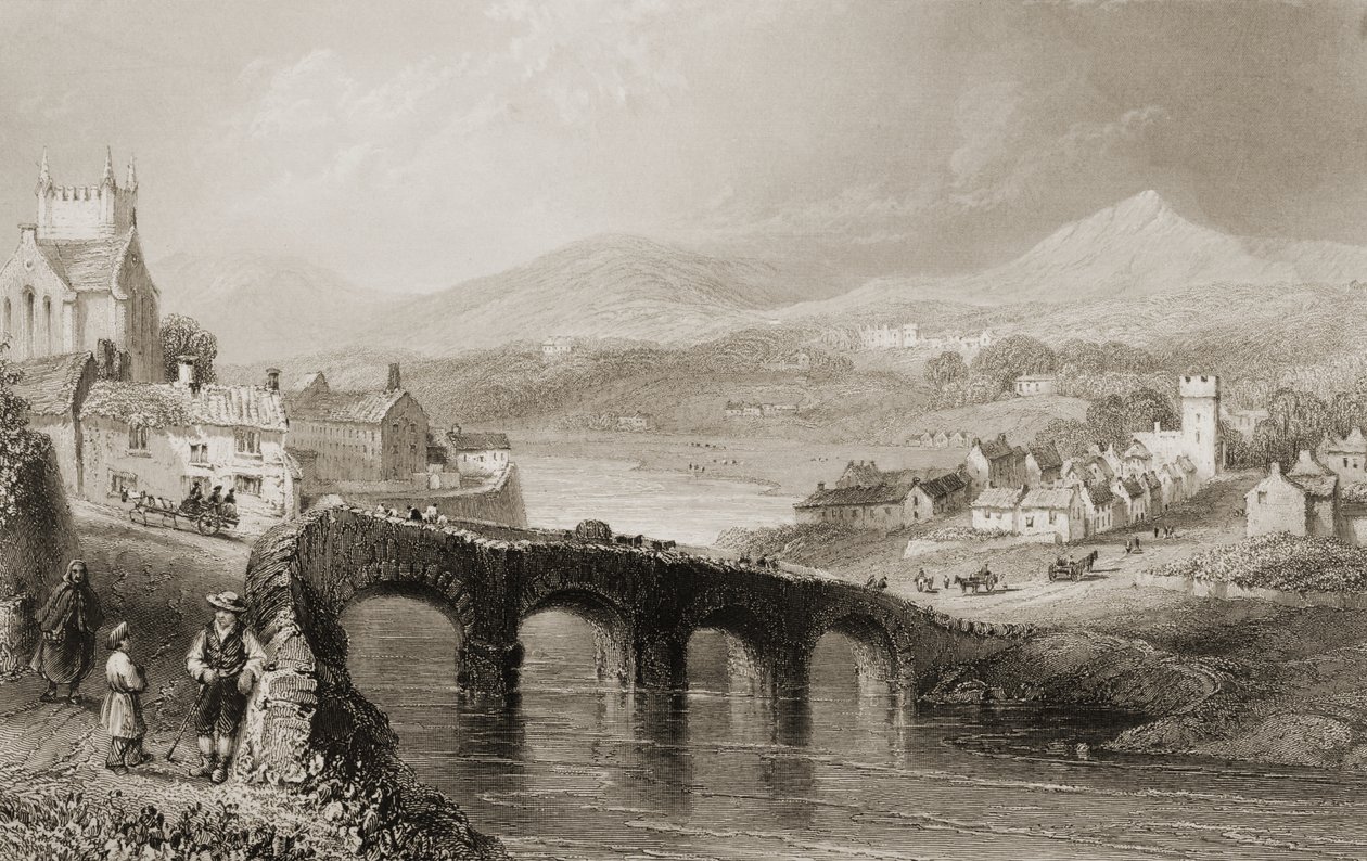 Pohled na Bray, hrabství Wicklow, Irsko, z „Scenery and Antiquities of Ireland“ od George Virtue, 1860 od William Henry Bartlett