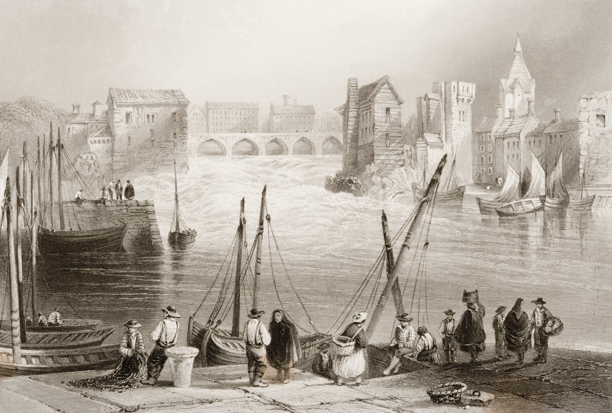 Pohled na Galway z Claddagh, hrabství Galway, Irsko, z „Scenery and Antiquities of Ireland“ od George Virtue, 1860 od William Henry Bartlett