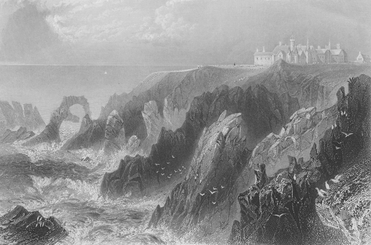 Pohled na hrad Slains poblíž Peterhead od William Henry Bartlett