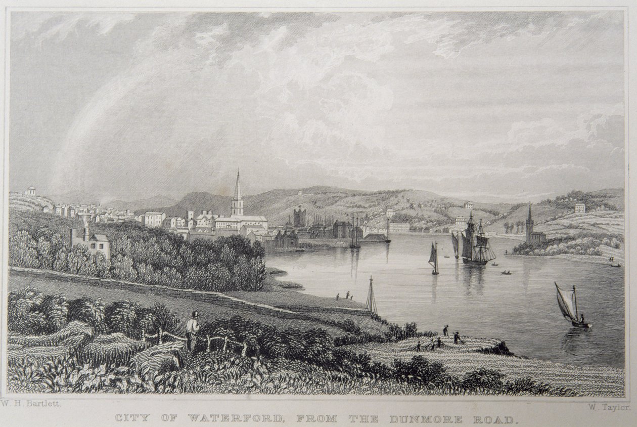 Pohled na Waterford z The Dunmore Road, Irsko, vyryl W. Taylor od William Henry Bartlett