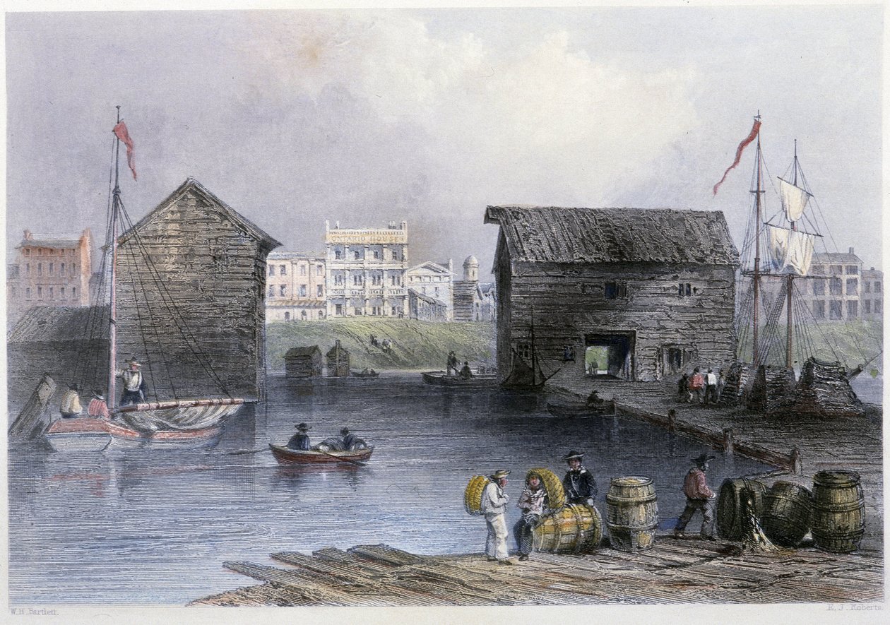 Pohled na Torontské doky – v „kanadské scenérii ilustrované““ od Bartletta W. H. od William Henry Bartlett