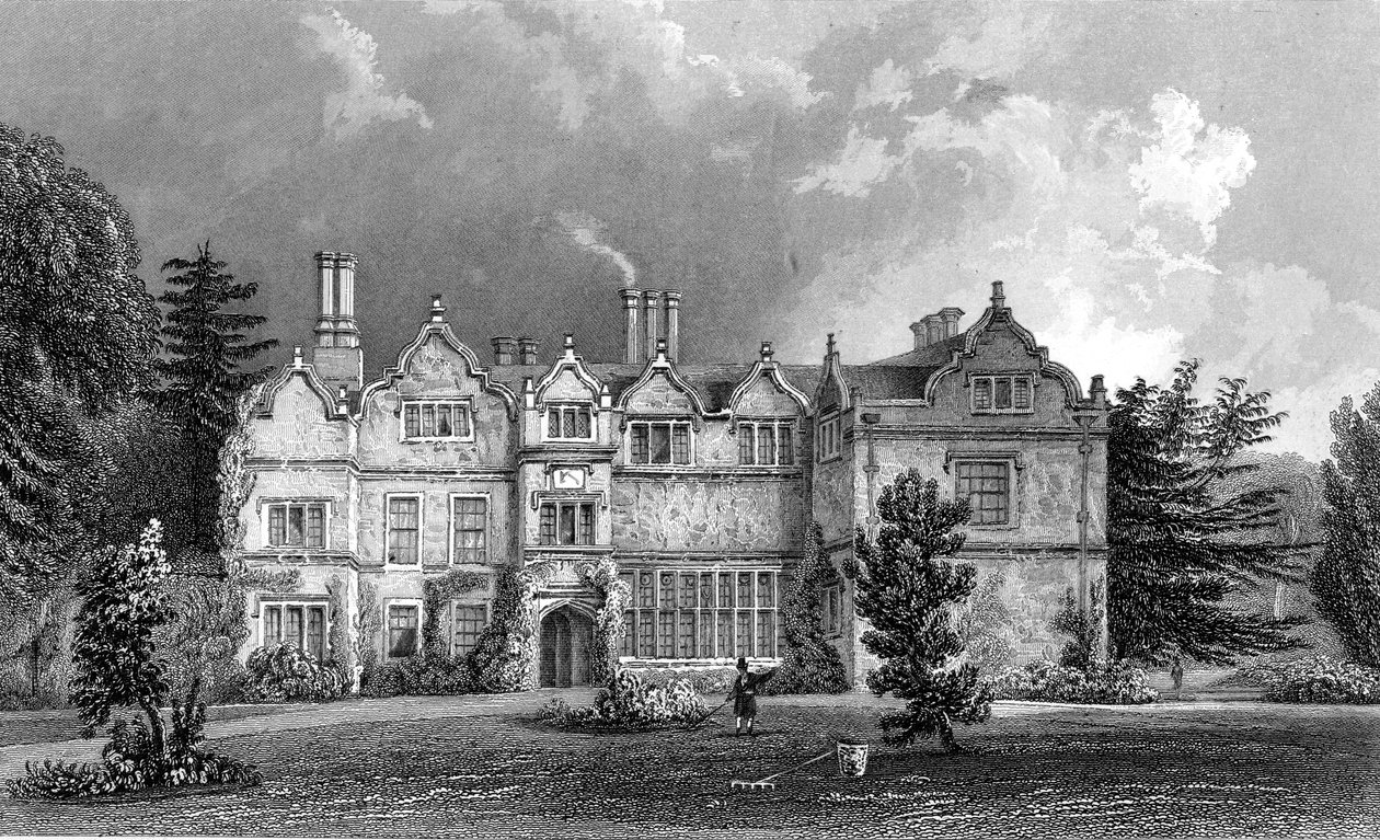 West Front of Spains Hall, Essex, vyrytý John Rogers, 1832 od William Henry Bartlett