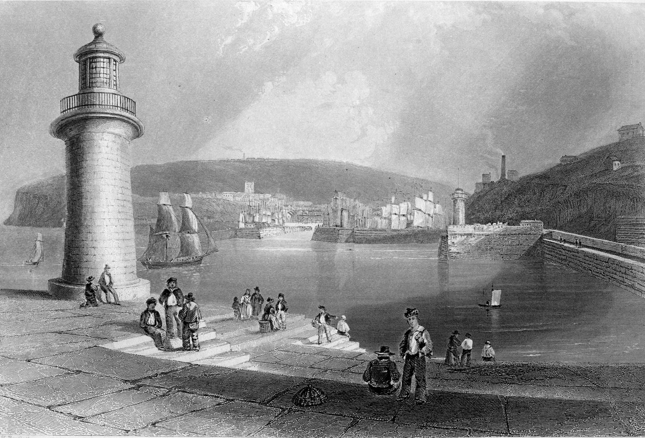 Whitehaven Harbour, kolem 1840-50 od William Henry Bartlett