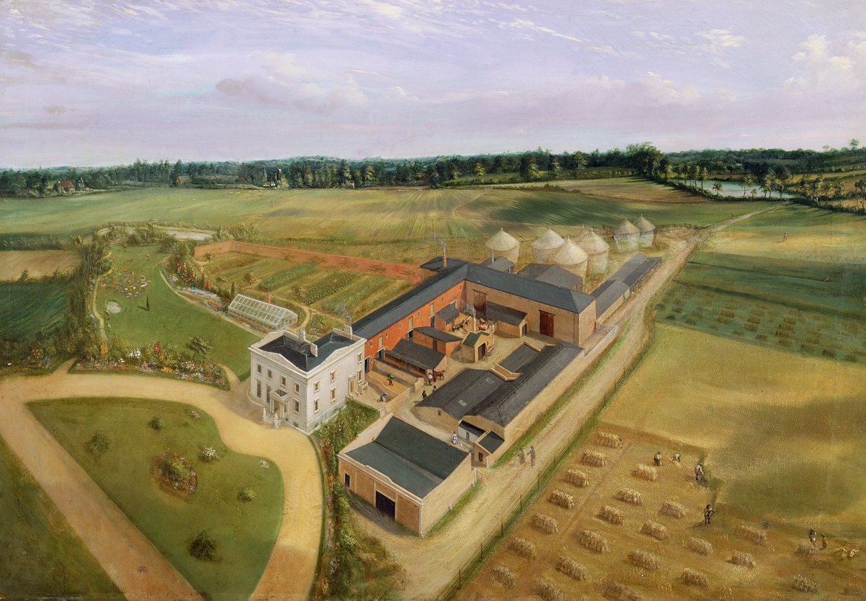 Tiptree Hall and Farm, Essex, kolem 1850-60 od William Henry Browne