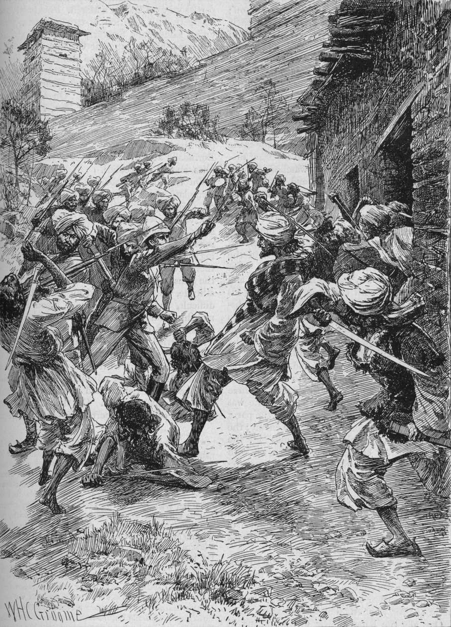 Poručík Harley, v čele čtyřiceti sikhů a šedesáti Kašmírů, prohnal dům přes hubu od William Henry Charles Groome