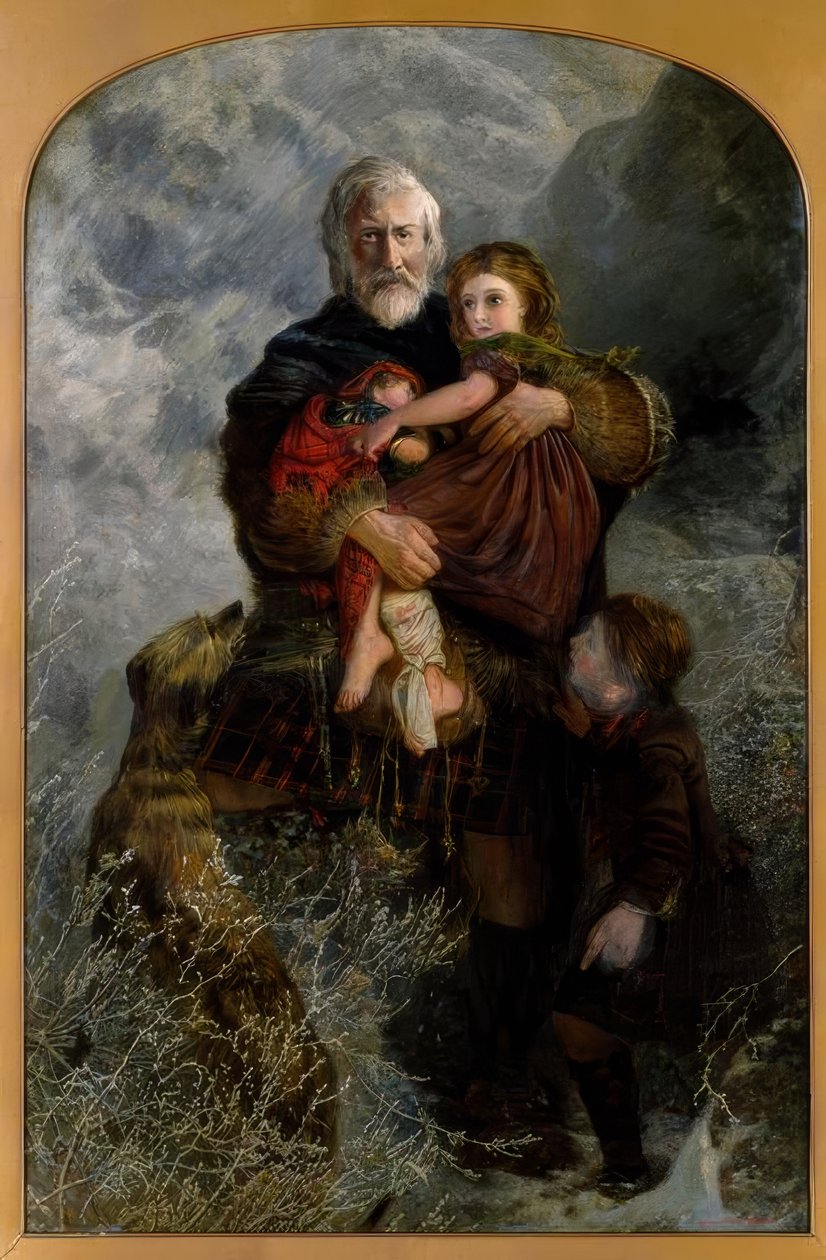 Masakr v Glencoe, uprchlíci / obraz v. W.H. Fisk od William Henry Fisk