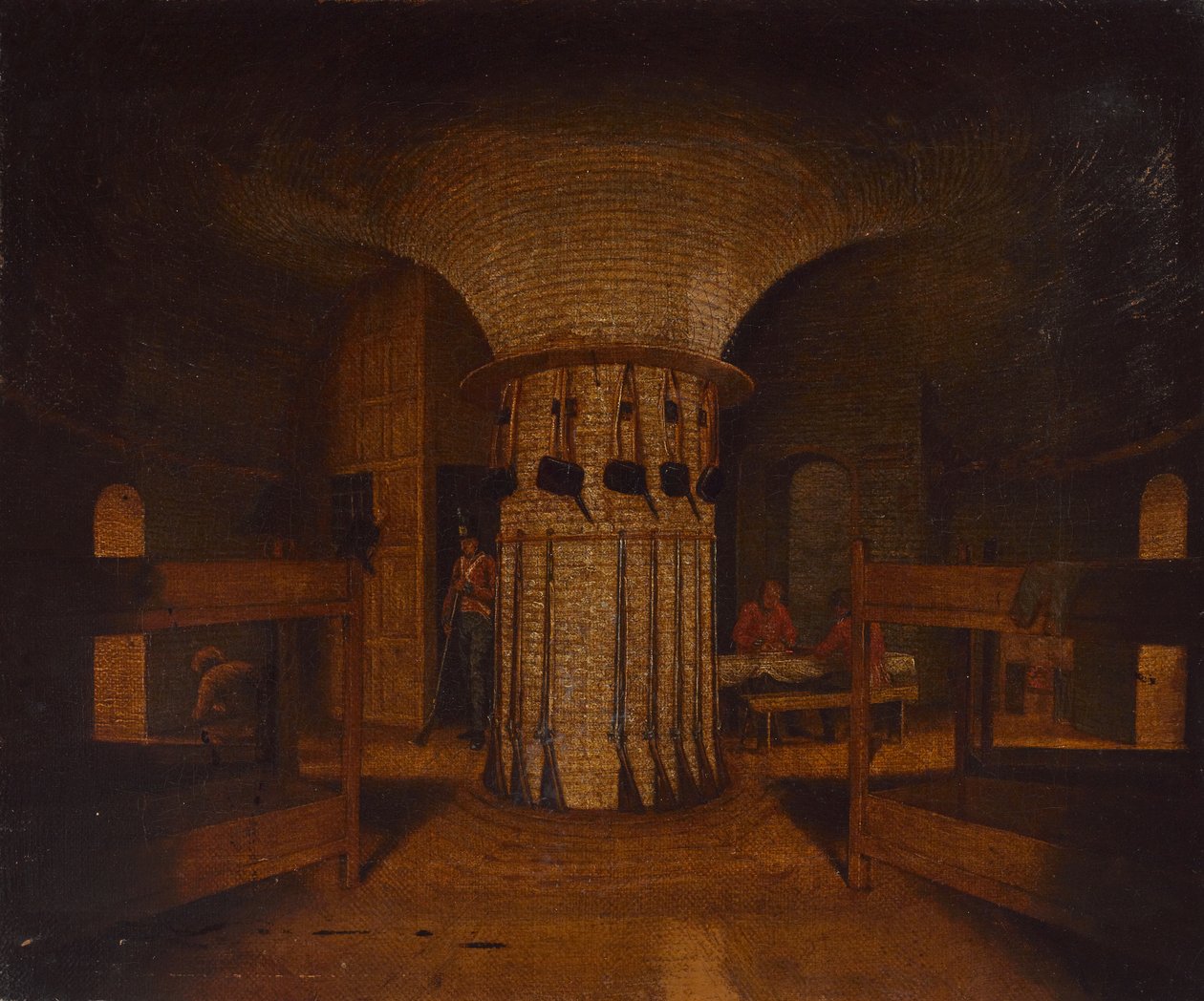 Interiér kasárenské místnosti, možná ve věži Martello, kolem roku 1812 (olej na plátně) od William Henry Ford
