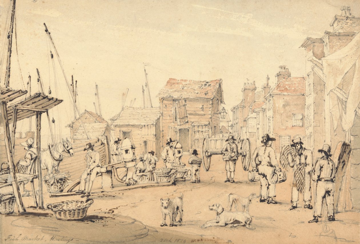 Rybí trh, Hastings od William Henry Harriott