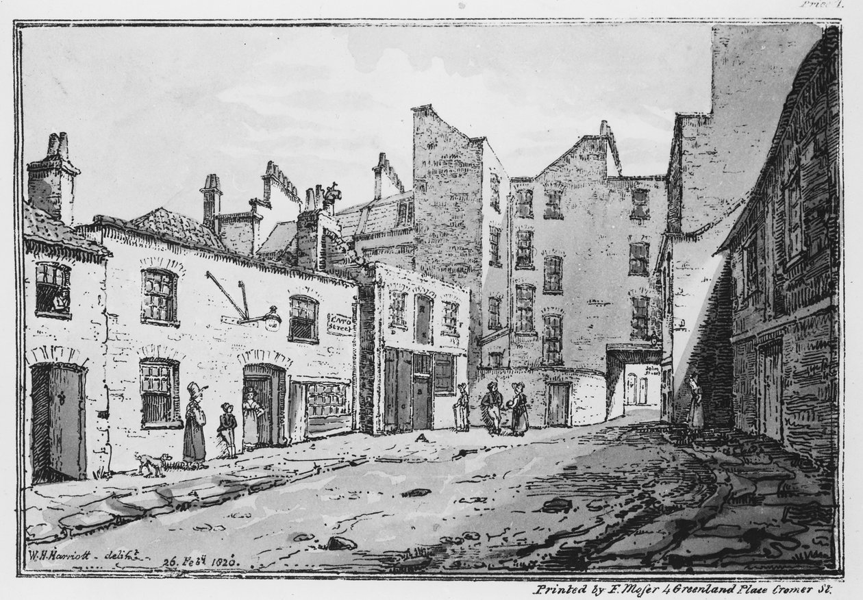 Pohled na Cato Street, 1820 (litho) od William Henry Harriott