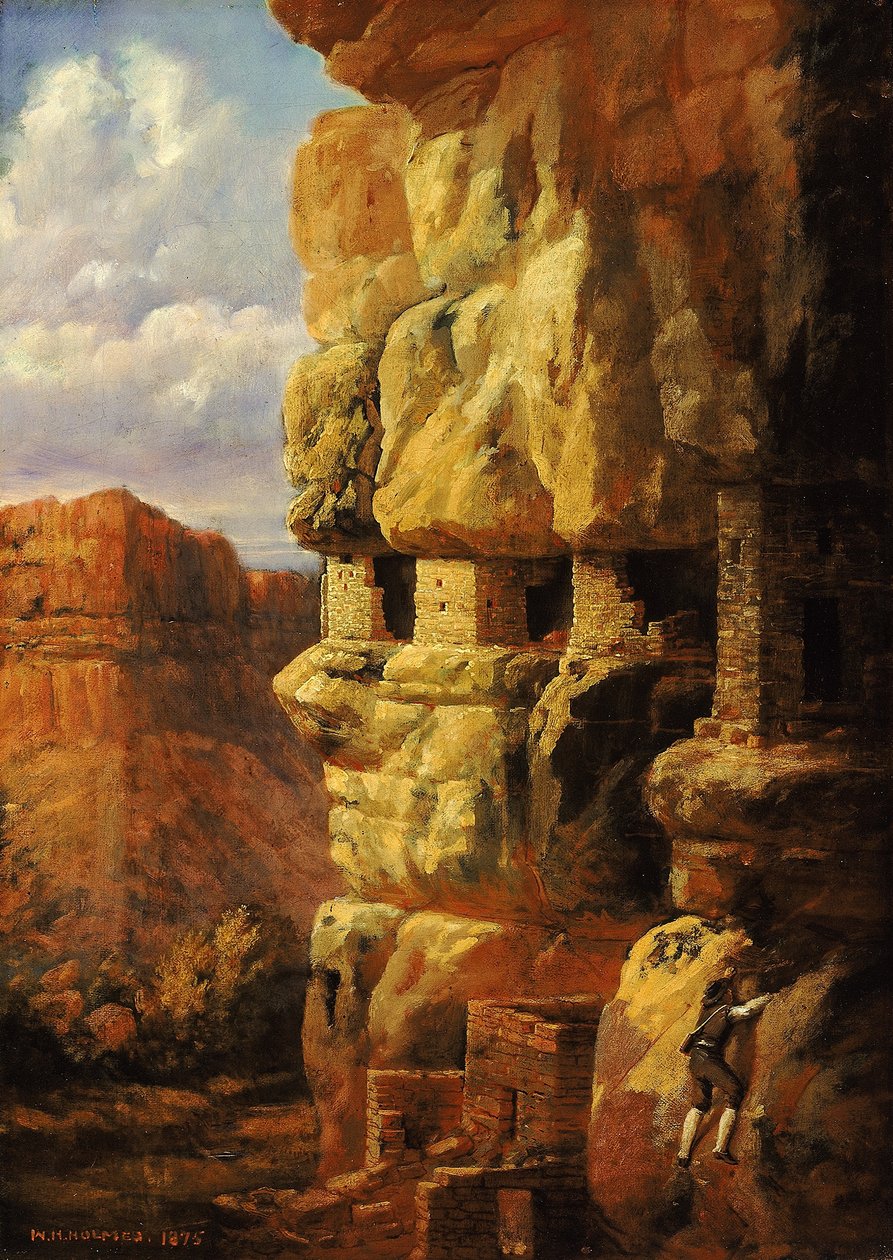 Skalní domy na řece Rio Mancos, Colorado od William Henry Holmes