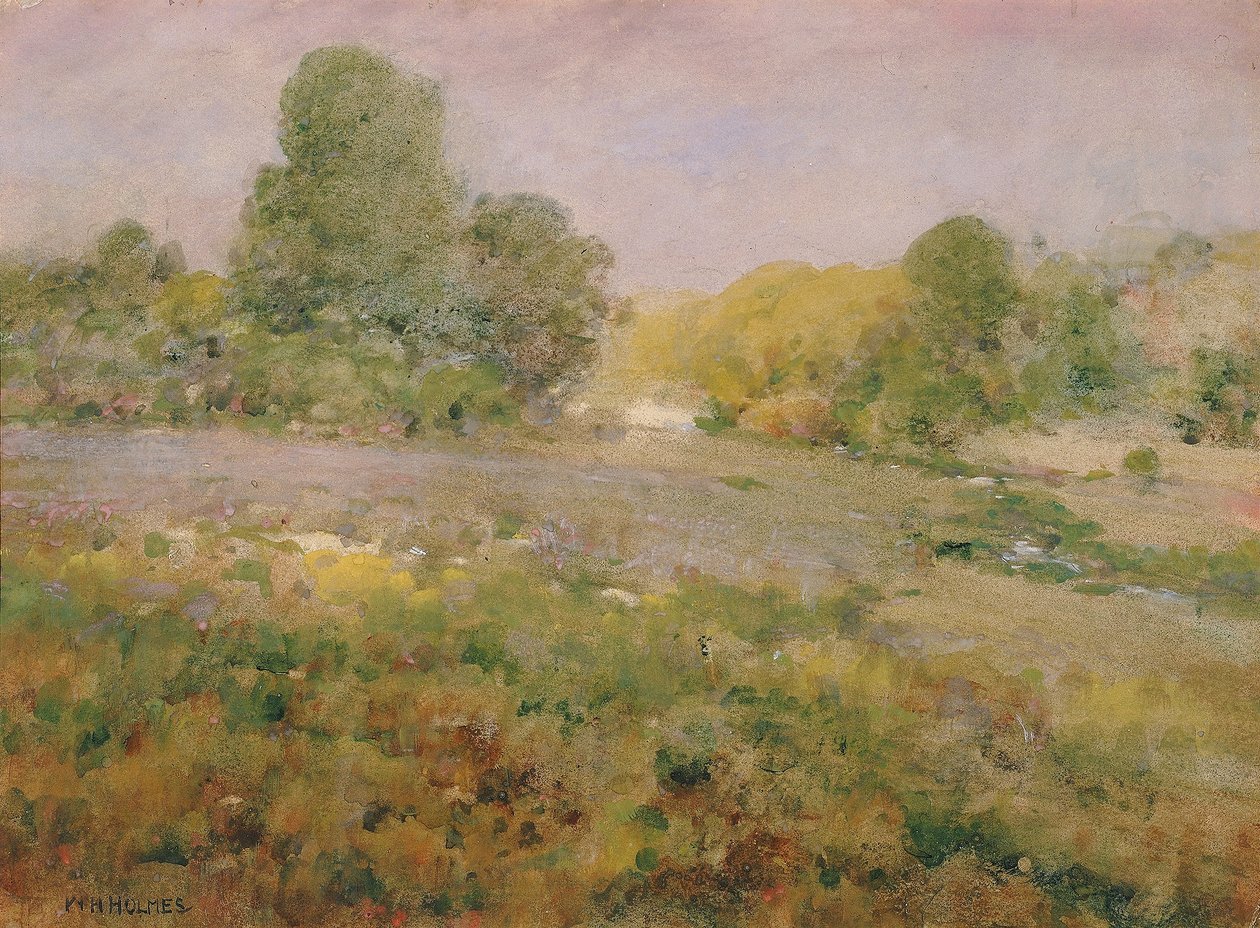 Pole různobarevných travin na konci léta (v pohoří Virginia Hills) od William Henry Holmes