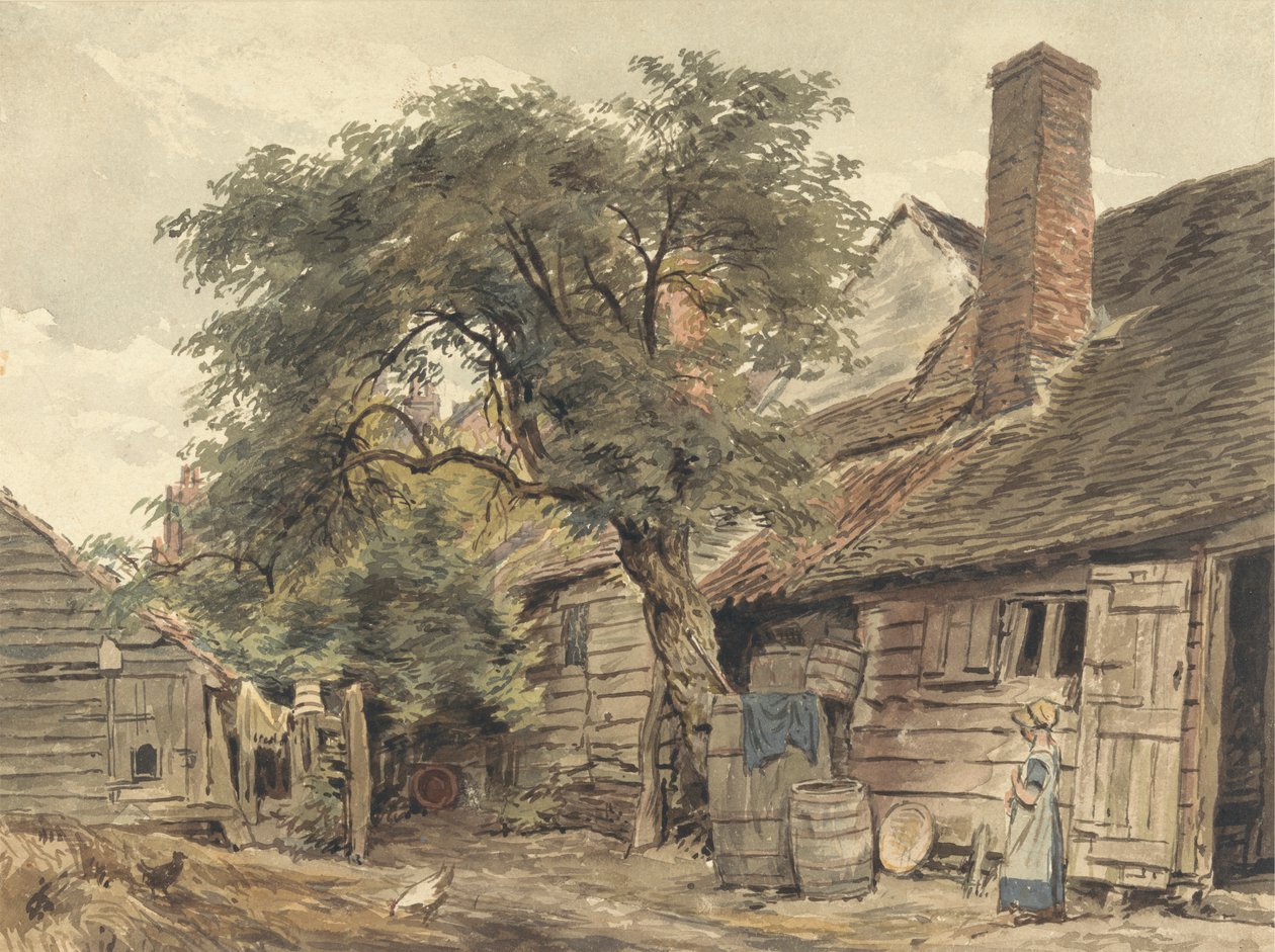 Dvorek chaty od William Henry Hunt