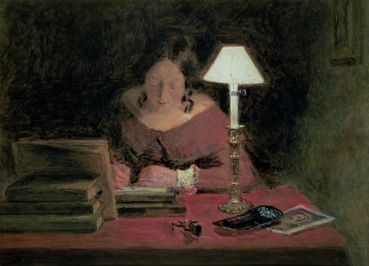 Dívčí psaní od Lamplight, kolem roku 1850 od William Henry Hunt
