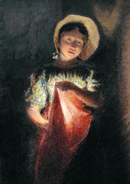 Dívka ve svíčkách (akvarel na papíře) od William Henry Hunt