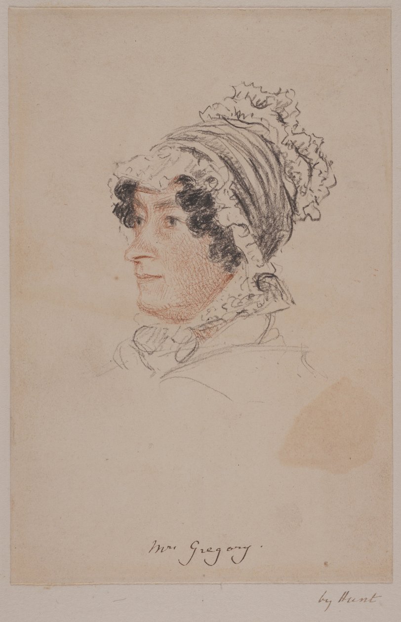 Paní Hannah Gregory (červená a šedá křída na papíře) od William Henry Hunt