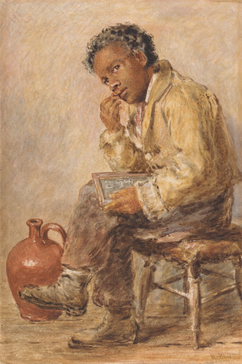 Portrét mladého muže s břidlicovou tabulkou od William Henry Hunt