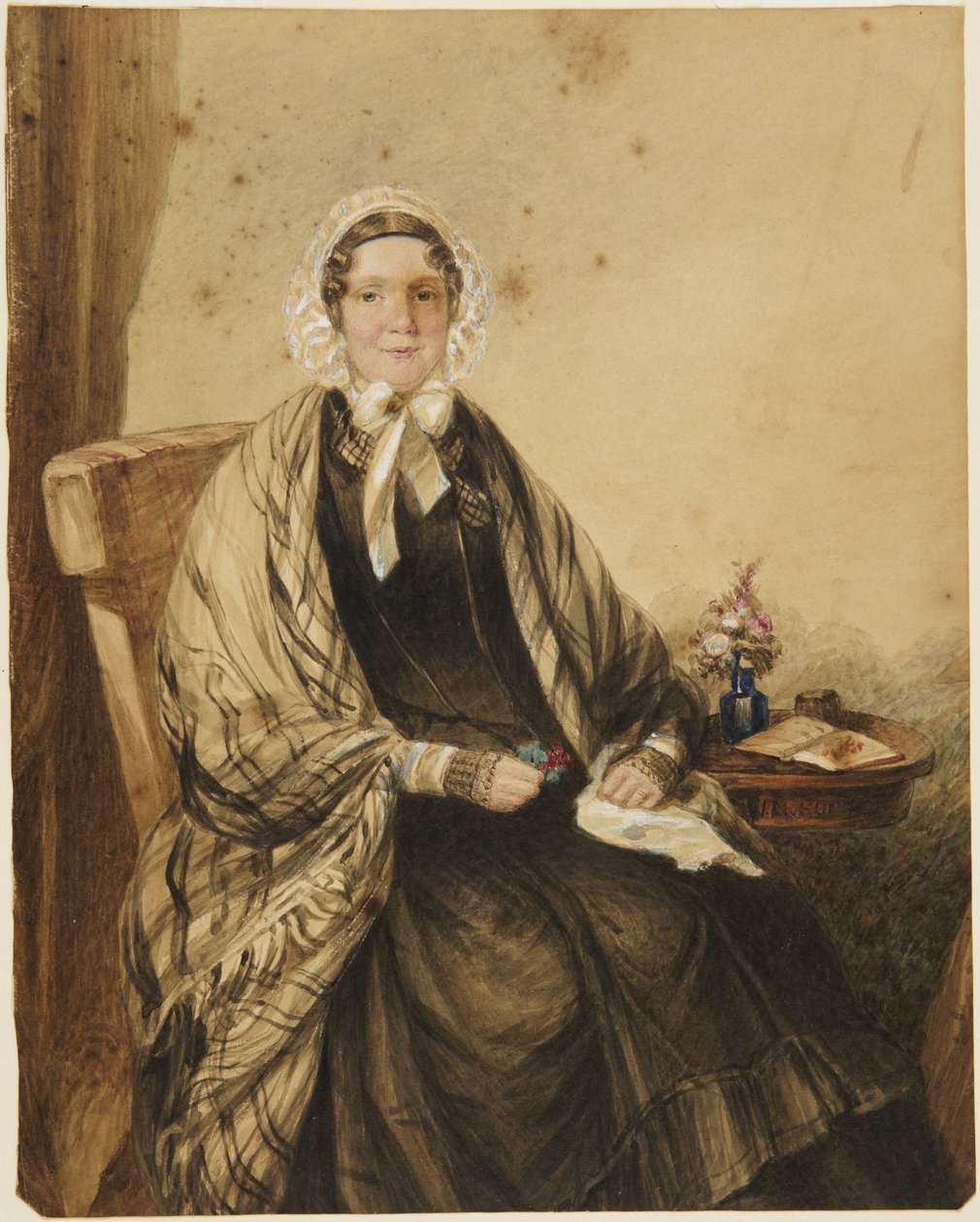Portrét sedící ženy se šálem od William Henry Hunt