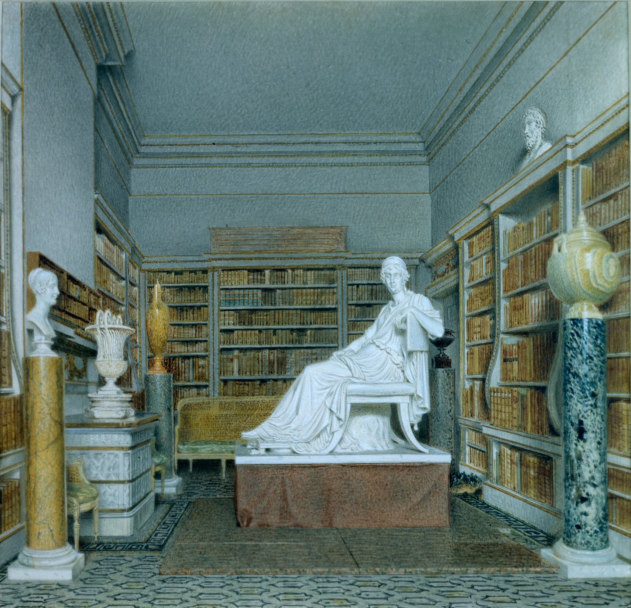The Old Library, Chatsworth (akvarel na papíře) od William Henry Hunt