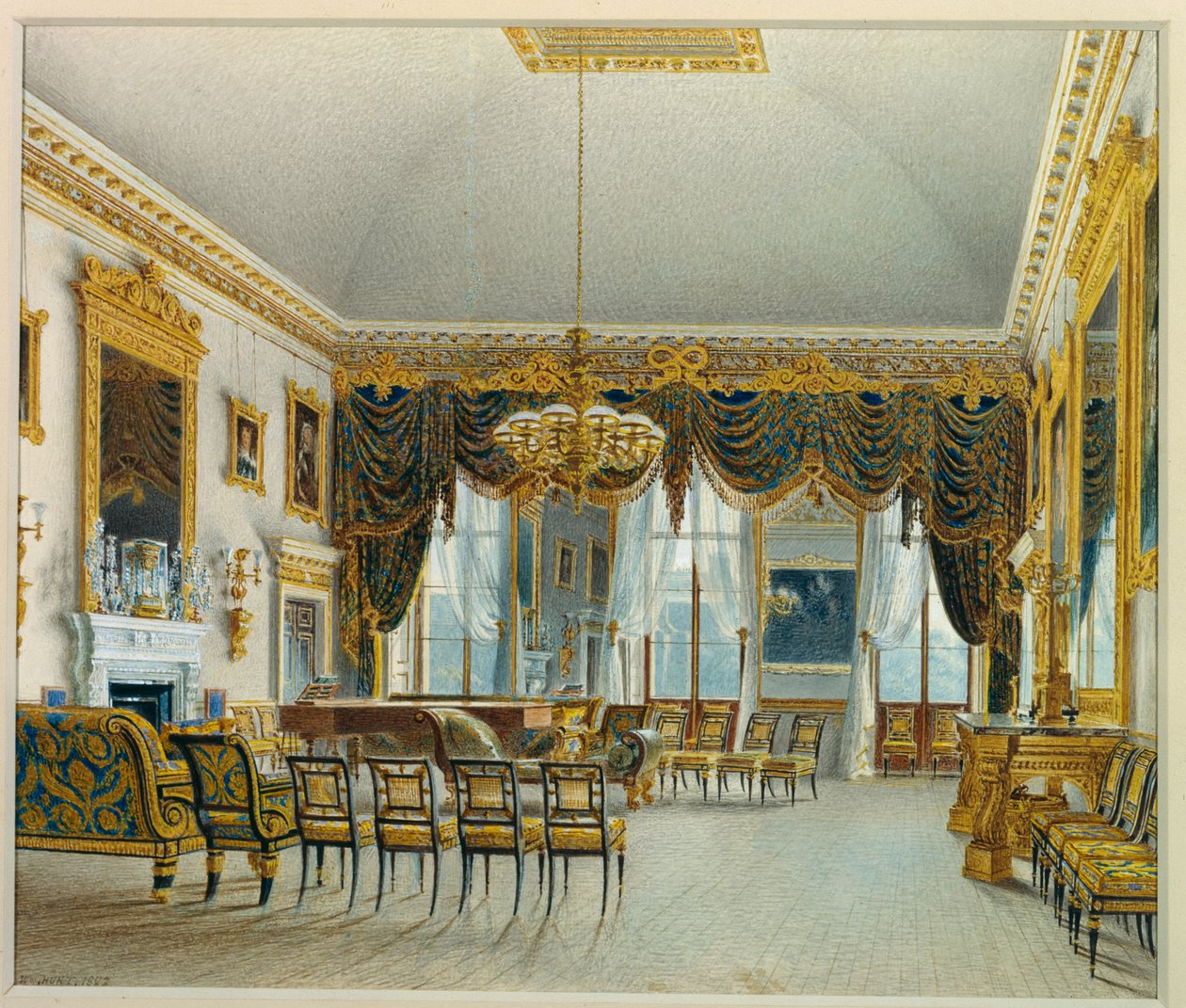 Saloon, Devonshire House (akvarel na papíře) od William Henry Hunt