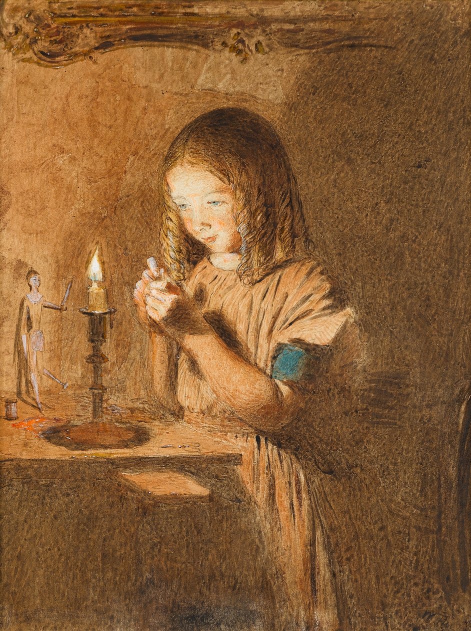 Threading a Needle: The Young Seamstress, c.1845 (wc na papíře) od William Henry Hunt
