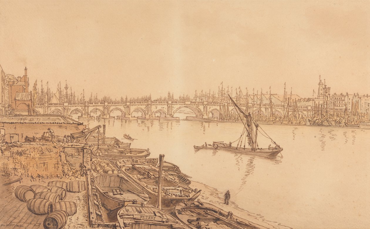 Pohled na Old London Bridge od William Henry Hunt