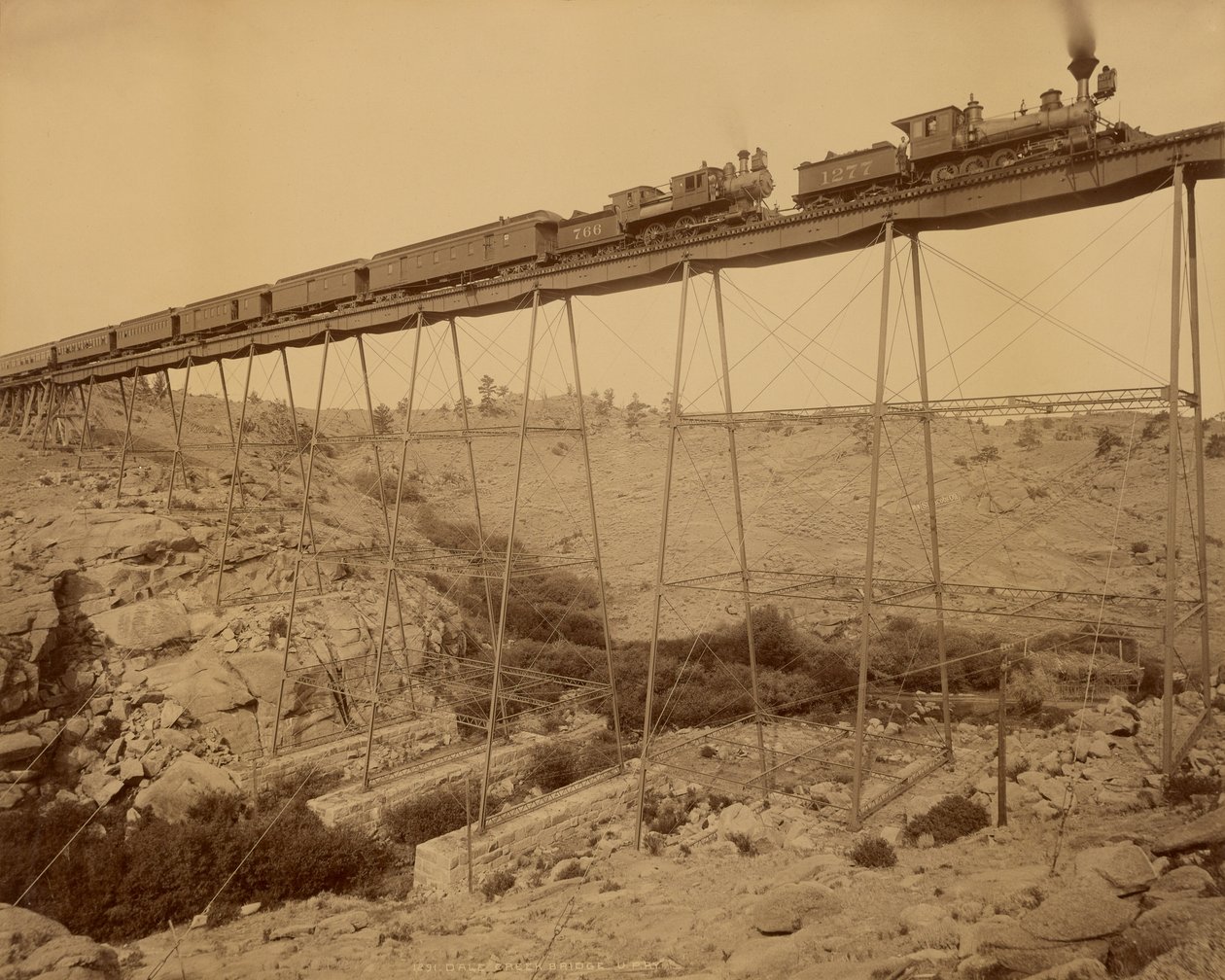 Most Dale Creek, Union Pacific Railway od William Henry Jackson