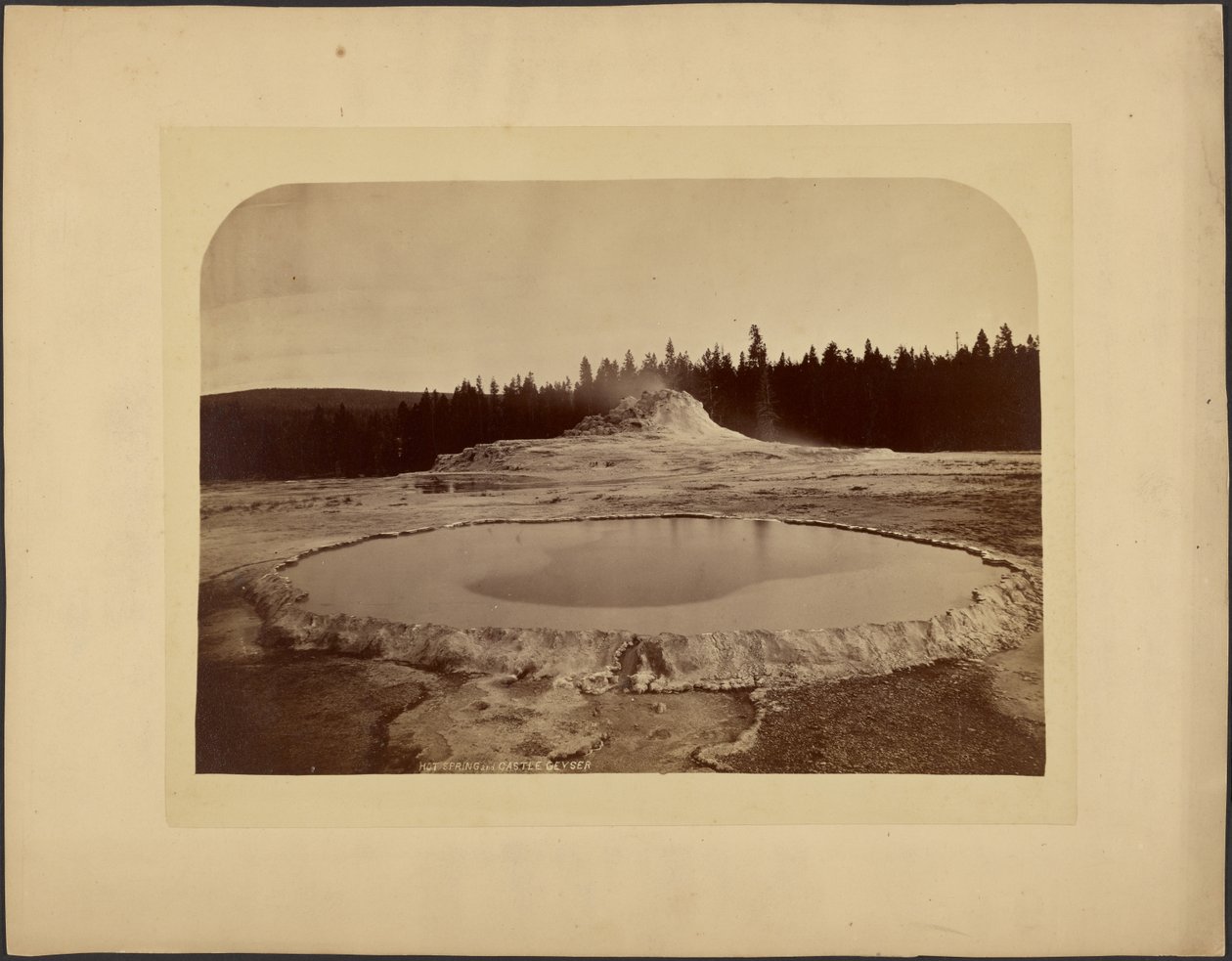 Horké prameny a Castle Geyser od William Henry Jackson