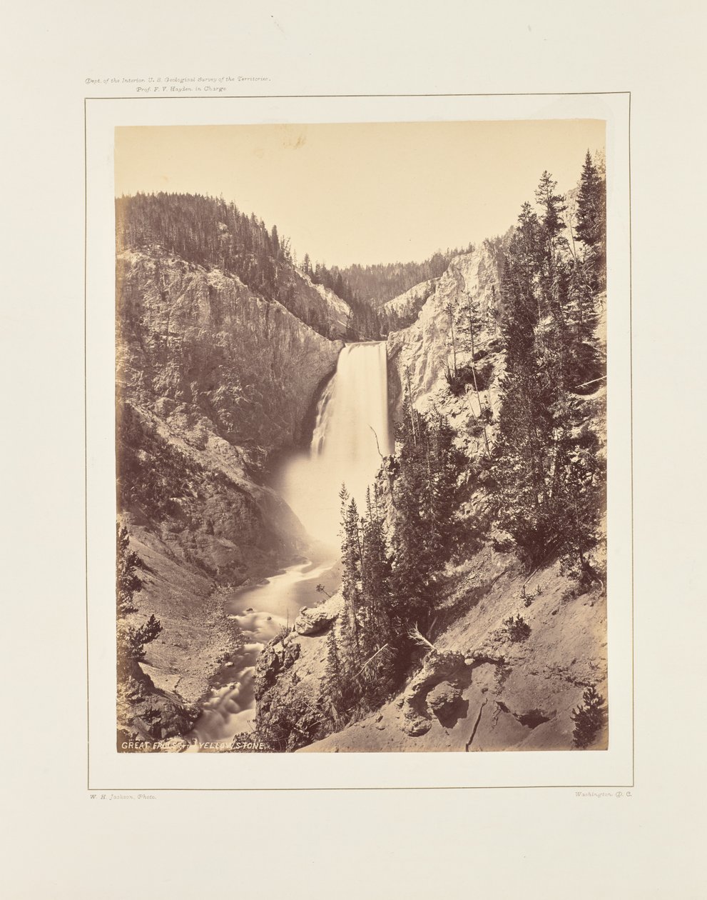 Dolní vodopády na řece Yellowstone, detailní pohled od William Henry Jackson