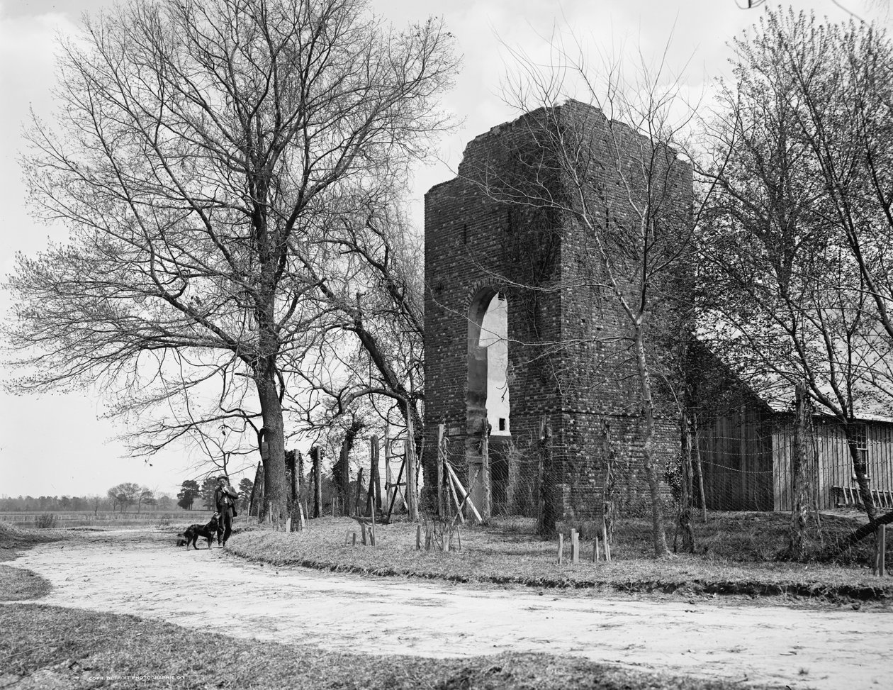 Starý kostel, Jamestown, Virginie, asi 1902 (foto) od William Henry Jackson