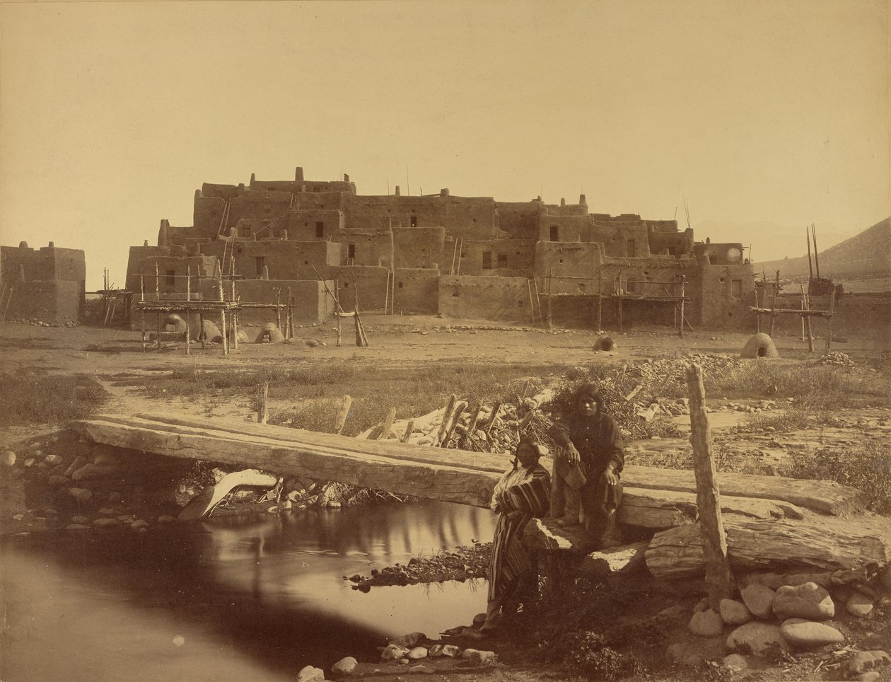 Pueblo de Taos, severní Nové Mexiko, železnice Denver and Rio Grande Railway od William Henry Jackson