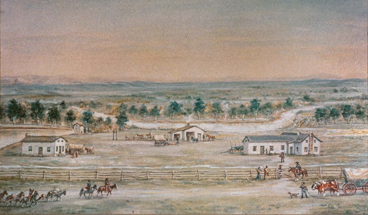 Whitmanova mise v roce 1845 (barevné lito) od William Henry Jackson